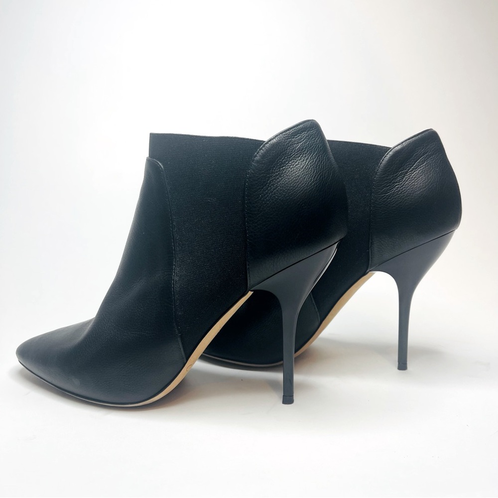 Jimmy Choo, Delve Grainy Calf Leather Stiletto Booties, Black